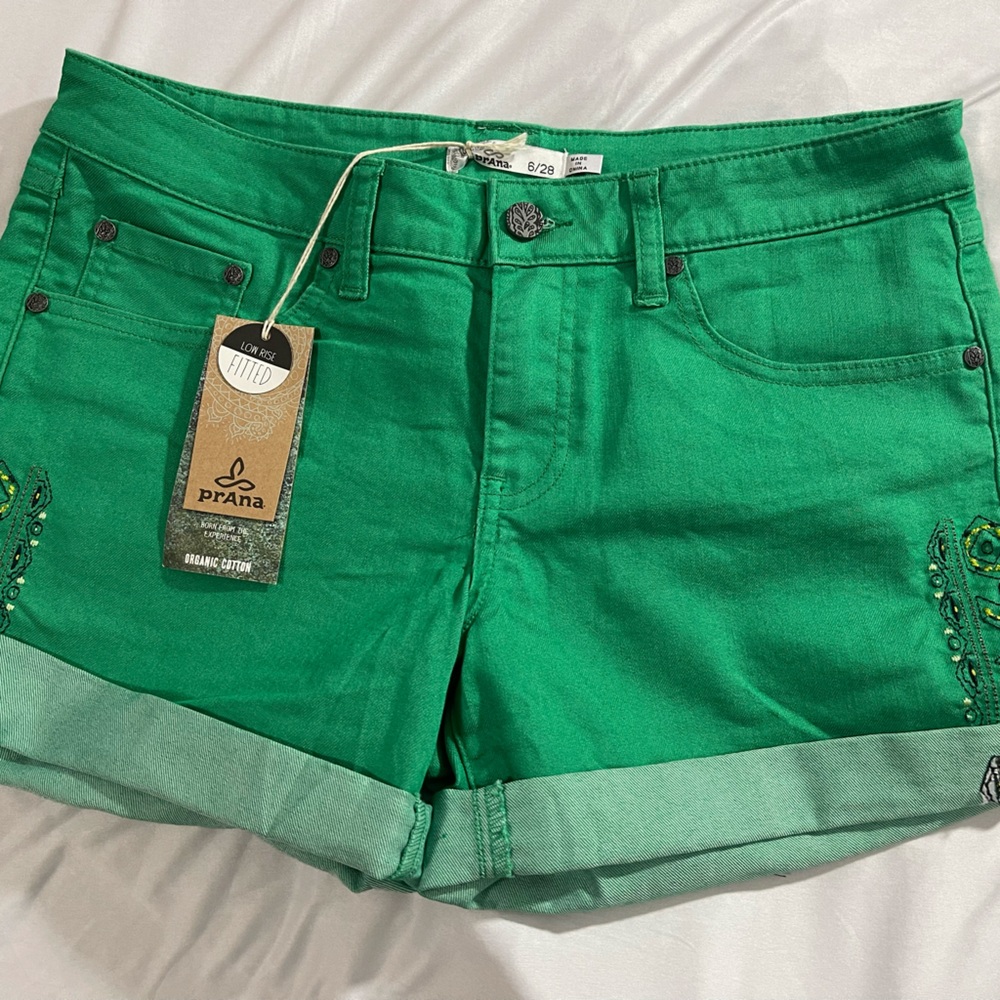 Prana Green Jean Shorts Casual Summer Style